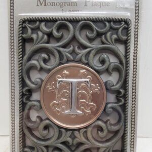 vintage 1990's ganz decorative heavy resin mongram letter. "T" new old stock